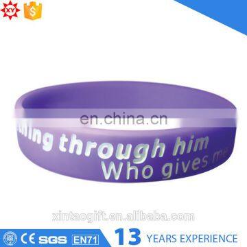 Carved technique rubber material custom silicone wristband