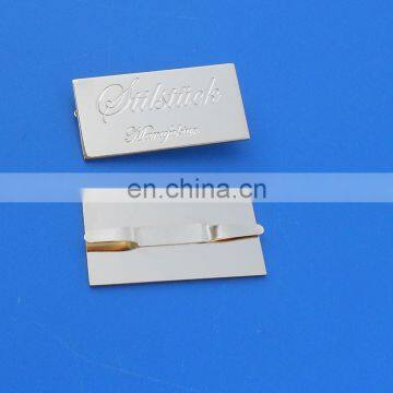 engraved logo metal bag plate with U clip