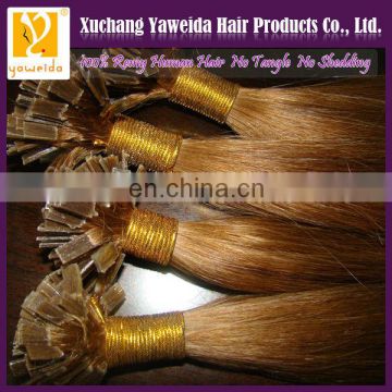 High quality products indian flat tip hair extension light brown color