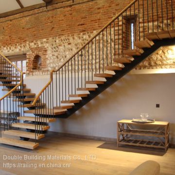 Customized Steel Wood Staircase with Mono Stringer Stairs