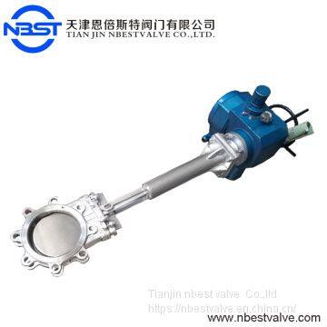 Motorized Flanged Type Cast Iron Knife Low Pressure Gate Valve With Electric Actuator