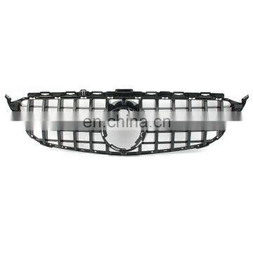 GT R Front black Grill Grille 15-18 For Mercedes Benz C-Class W205 C200 C250 C300 C43