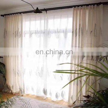 Fashion style embroidery design fancy embroidered flower applique linen sheer curtain