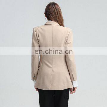 TWOTWINSTYLE Women Fashion Coats Notched Long Sleeve High Waist With Sashes Elegant Casual Vintage