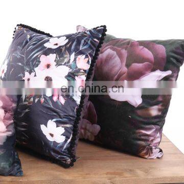 Home Decor Square 18x18 Inches Pillow Case Black and Purple Flowers Vintage Style Watercolor Decorative Pillowcase photo-3