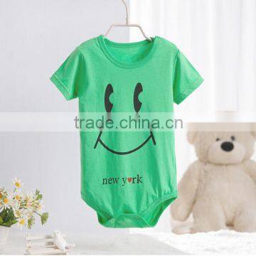 Summer Short Sleeve Panties Smile Printed Baby Rompers for Wholesale photo-2