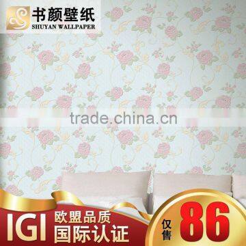 3D three-dimensional relief roses romantic bedroom background environmental protection non-woven sofa bed -3d wall paper desig