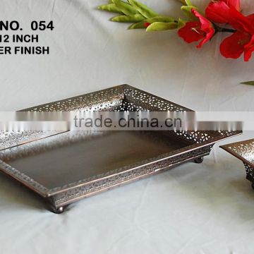 Antique Copper Finish Square Iron Serving Serving Tray For Dry Fruits And Cookies, Party and Wedding Gifts Tray