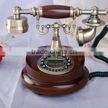 Hot sale wood corded antique telephone with LCD display