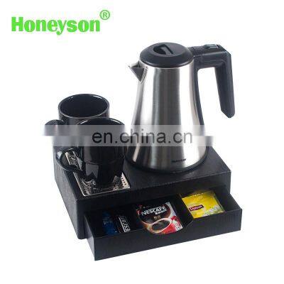 Wholesales Hotel guest room 304 Stainless Steel electric kettle with tray 0.8l