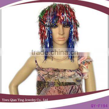 hot sale cheap mixed color carnival tinsel wigs