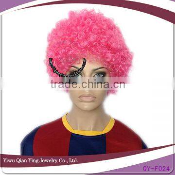 Short light pink afro wholesale fan wigs