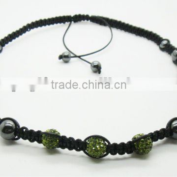 3PCS Crystal ball shamballa necklace with hematite beads