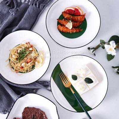 Dark green bone China tableware set