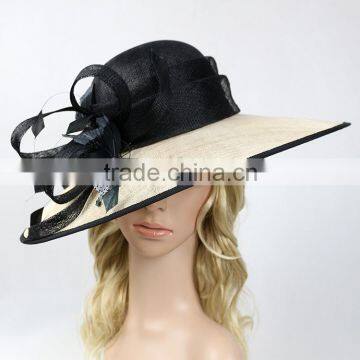 New Arrival Women Sinamay Church Suit Wide Brim Wedding Derby Hat                        
                                                                                Supplier's Choice