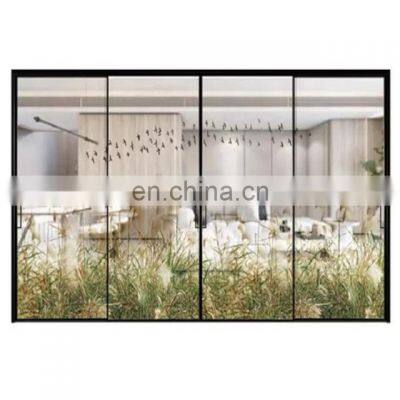 European style black small frame soft closing glass sliding door system