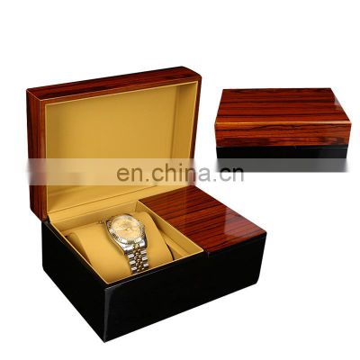 High-end custom MDF spray painted black clamshell gift wooden box for watch packaging