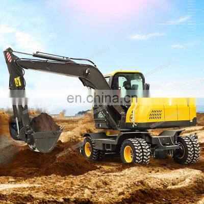 Hengwang HW90 9 Ton Four Wheel Drive Excavator New Hydraulic Wheel Excavator Machine Mini Wheel Excavator For Sale