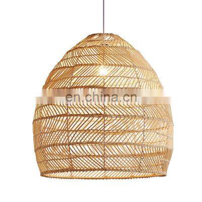 Bamboo Handmade Hanging Lamps Home Decor Cafe Restaurant Pendant Light Gold Chandelier LED Lamp