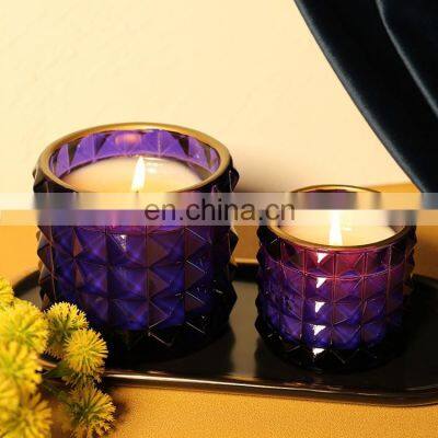 Customized Color Fancy Diamond Jar Glass Container Ocean Oud Smell Aromatic Home Decor Spiritual Handmade Fragrance Candle photo-4