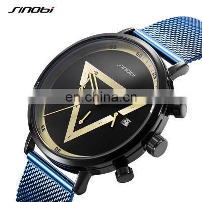 SINOBI Young Boys Wristwatches Creative Triangle Dial Watches Calender Window  Dropshipping Watch Luxury  Relogio Masculino