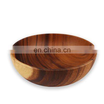 Natural Acacia Wood Large Salad Serving Bowl Set With Tongs Set