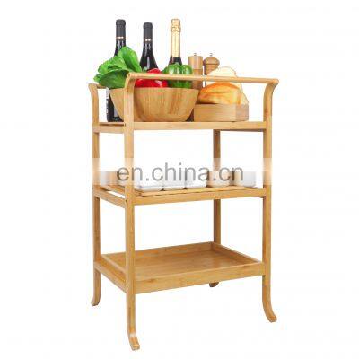 3 Tires Kitchen Furniture Bamboo Kitchen Food Cart Serving Tray