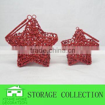 set of 2 handwoven star-shape decorative christmas basket