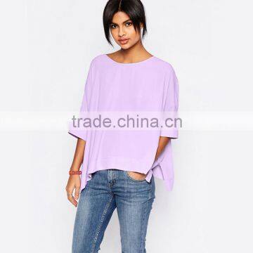 Purple chiffon blouse designs for womrn neck designs for ladies tops wholesales