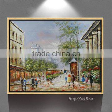 Modern art home decoration Paris Street art canvas oil paintings Free Shipping European Landscape