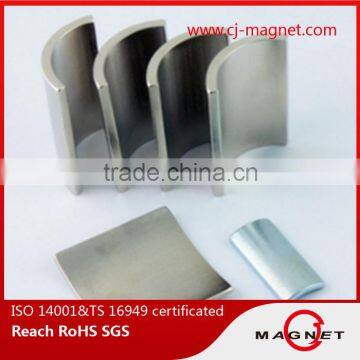 Segment shape magnet in bright silver for wind turbine