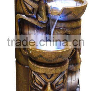 Outdoor Decorative Cast Stone Finish Fiberglass Tiki Water Fountain