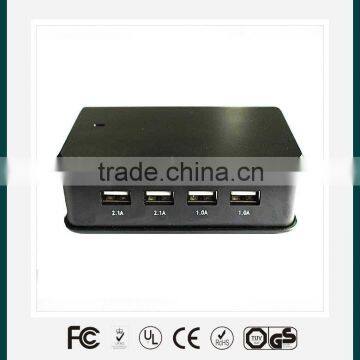 usb charger/ 4 Port (black) USB travel charger for tablet and mobile phone with FCC,CE-EMC,CE-LVD approved