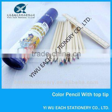 7 Inch Natural Wooden Color Pencil Set With Ruler ,eraser & Sharpener