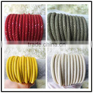 Genuine Ostrich Leather High End 100% Real Ostrich Skin Leather Cord for DIY Bracelet photo-3