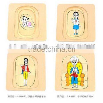 New Style Grandma & Grandpa 5 Layer Puzzle OEM Educational Wooden Kids Toys Puzzles MDD-1102 photo-4