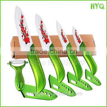 Home Kitchen Appliance 3"4"5"6" Green Handle Ceramic Knife+Peeler Kitchen Item Kitchen Ware