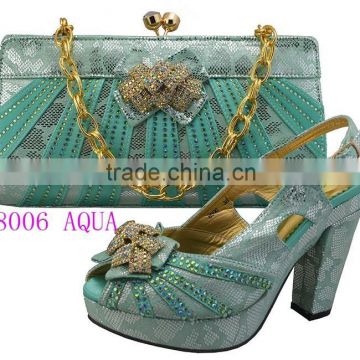 Wholesale GF8006 aqua 2015 beautiful italian women shoes and bags for party