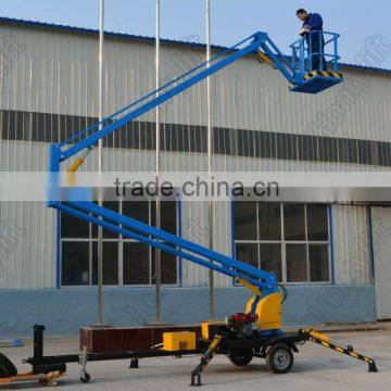 10m trailer mounted articulated boom lift hydraulic towable cherry picker for sale