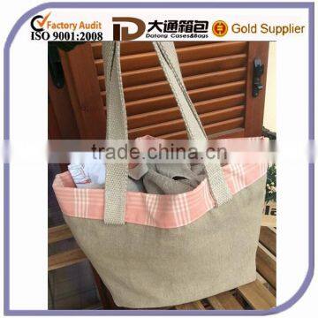 Cheap Jute Linen Wholesale Beach Light Portable Shopping Tote Handbag Bag