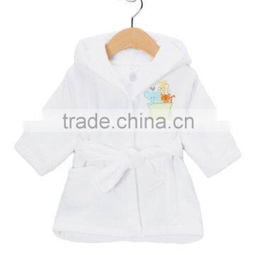 100% Cotton Hooded Velour Bathrobe-White Ark