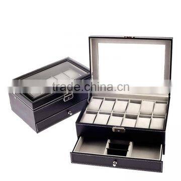 Custom PU Leather Wooden Men Wrist Watch Storage Box Wholesale. photo-3