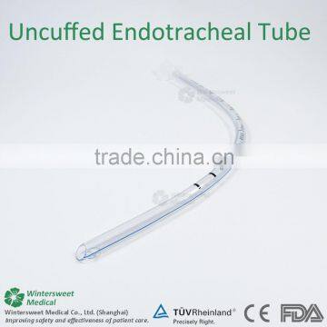 100% high quality assurance silicone or PVC uncuffed tracheal tube