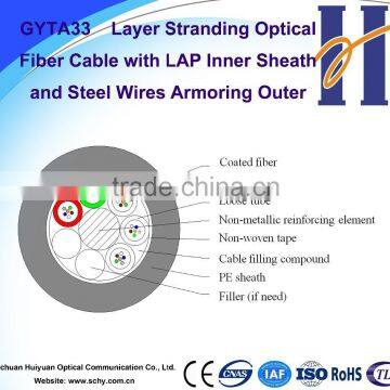 GYTA33 Layer Stranding Optical Fiber Cable with LAP Inner Sheath and Steel Wires Armoring Outer Sheath