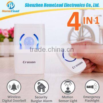 2015 Best Programmable Wireless Doorbell Waterproof Smart Doorbell with 4-in-1 Function