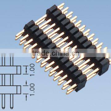 Double Row Double Insulator Straight Type Pin Header 1.0mm H=1.0