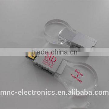 Promotional giveaways custom branding acrylic flat light bulb shaped 2GB, 4GB, 8GB usb flash drive memory stick                        
                                                                                Supplier's Choice