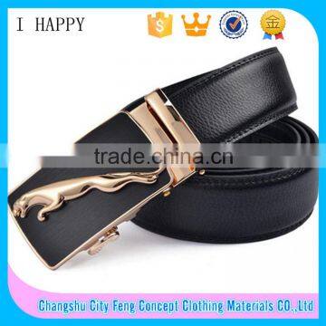 Men Genuine Leather Black Automatic Buckle Belt