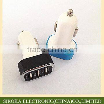 High power DC 12V triple USB DC Car Charger for iPad iPhone Table PC