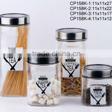 CP158K glass jar with printing with stainless steel lid